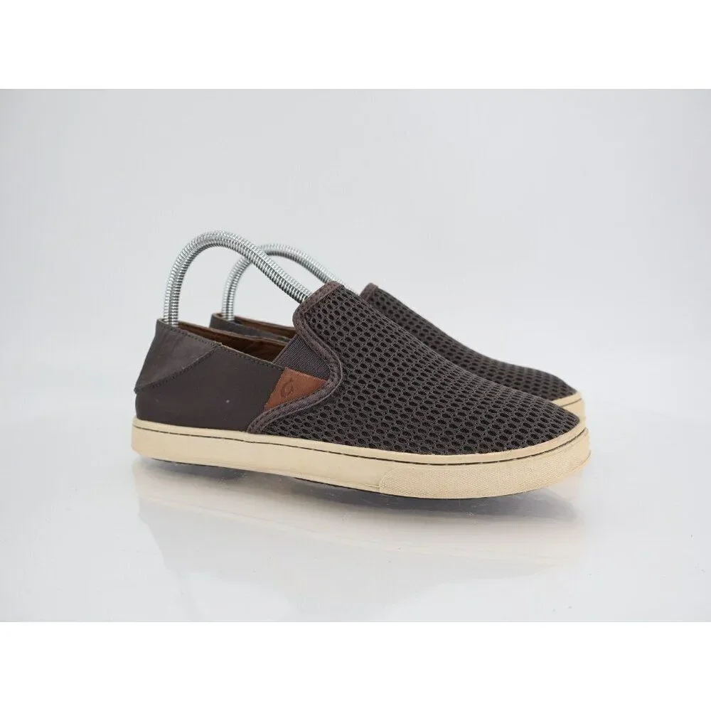OluKai Women's Pehuea Shoe Size 7.5 Slip On Loafer Flats Gray Mesh Convertible